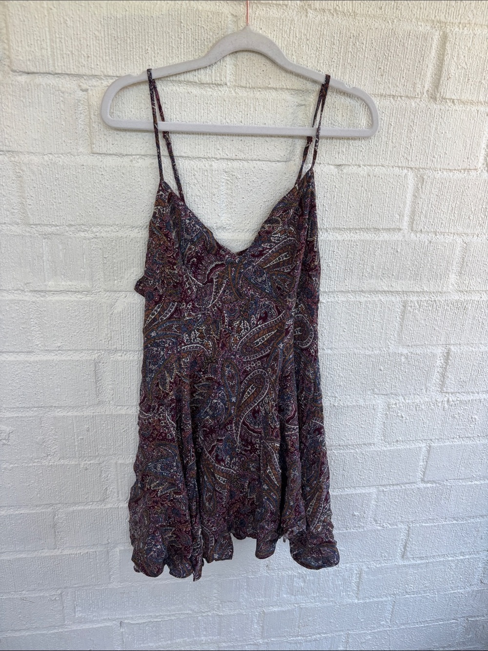 American Eagle Outfitters Paisley Slip Mini Dress in Burgundy and Navy